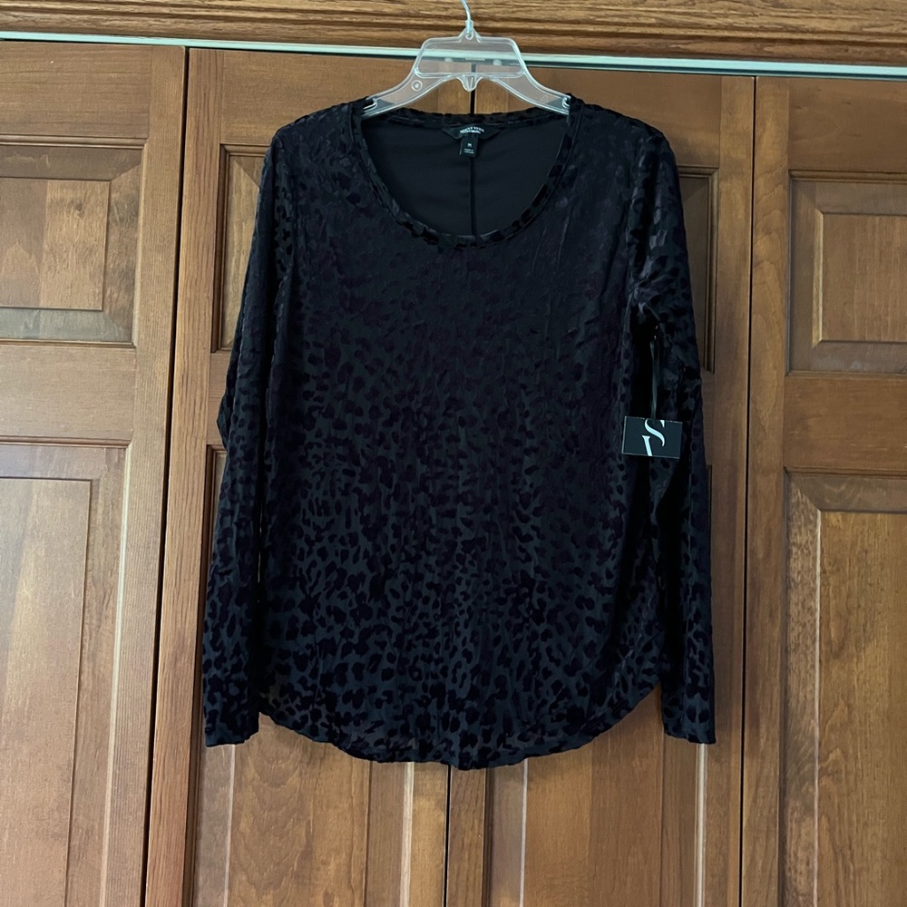 Vera Wang Black Animal Print Blouse- Medium
